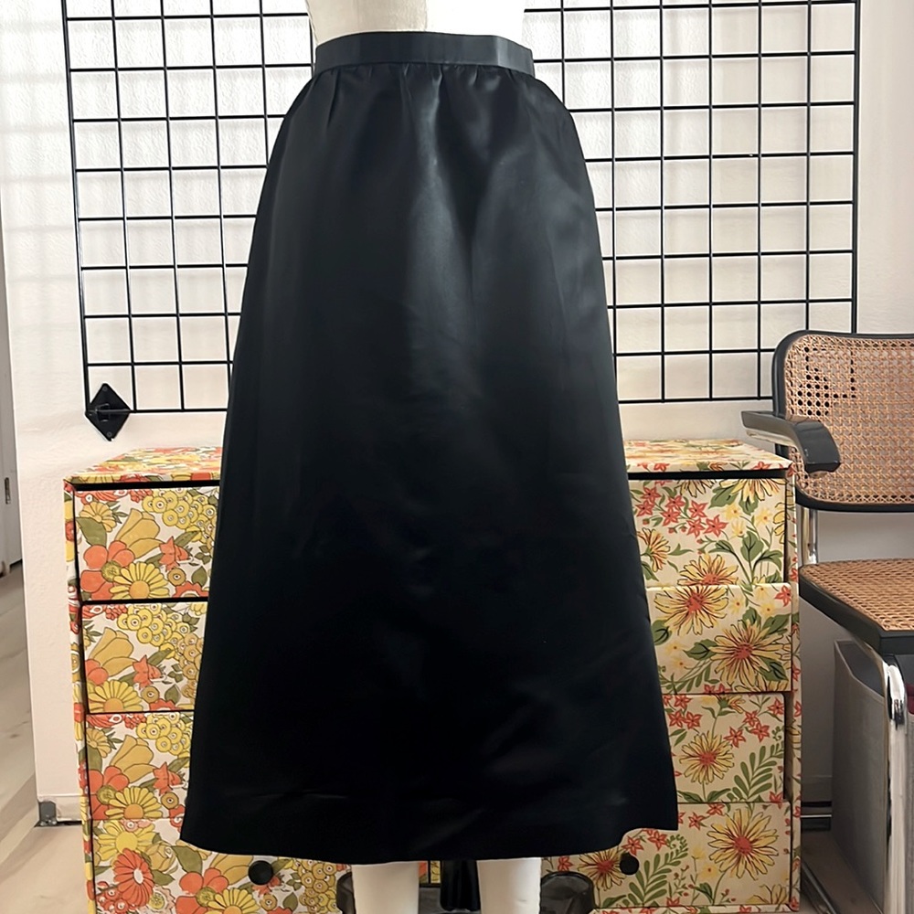 Vintage Oscar de la Renta Black Satin Skirt